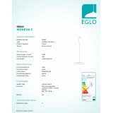 EGLO 98042 | EGLO-Connect-Moneva Eglo függeszték okos világítás szabályozható fényerő, állítható színhőmérséklet, színváltós, távirányítható 1x LED 3400lm 2700 <-> 6500K fehér
