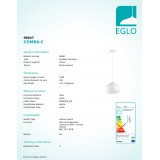 EGLO 98047 | EGLO-Connect-Comba Eglo függeszték okos világítás szabályozható fényerő, állítható színhőmérséklet, színváltós, távirányítható 1x LED 2300lm 2700 <-> 6500K fehér