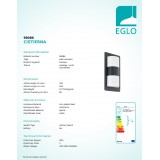 EGLO 98086 | Cistierna Eglo fali lámpa 2x E27 IP44 antracit, fehér