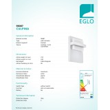 EGLO 98087 | Culpina Eglo fali lámpa 1x LED 830lm 3000K IP44 fehér