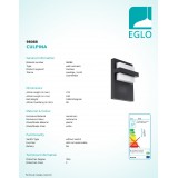 EGLO 98088 | Culpina Eglo fali lámpa 1x LED 830lm 3000K IP44 antracit, fehér