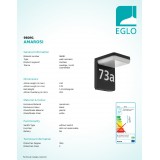EGLO 98091 | Amarosi Eglo fali lámpa 1x LED 830lm 3000K IP44 fekete, fehér