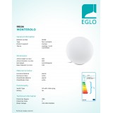 EGLO 98104 | Monterolo Eglo dekor lámpa gömb vezetékkel, villásdugóval elátott 1x E27 IP65 fehér