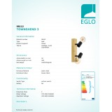 EGLO 98112 | Townshend-3 Eglo spot lámpa elforgatható alkatrészek 2x E27 natúr, barna, fekete