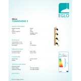 EGLO 98114 | Townshend-3 Eglo spot lámpa elforgatható alkatrészek 4x E27 natúr, barna, fekete