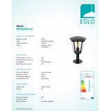 EGLO 98122 | Monreale Eglo álló lámpa 33,5cm 1x E27 IP44 fekete, átlátszó