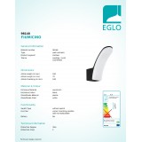 EGLO 98148 | Fiumicino-EG Eglo falikar lámpa 1x LED 1300lm 3000K IP44 fekete, fehér