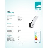 EGLO 98149 | Fiumicino-EG Eglo falikar lámpa mozgásérzékelő 1x LED 1300lm 3000K IP44 fekete, fehér