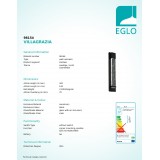 EGLO 98154 | Villagrazia Eglo fali lámpa téglatest 2x LED 680lm 3000K IP44 fekete, áttetsző, buborékos hatás