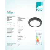 EGLO 98173 | EGLO-Connect-Argolis Eglo fali, mennyezeti okos világítás kerek szabályozható fényerő, állítható színhőmérséklet 1x LED 1600lm 2700 <-> 6500K IP44 antracit, fehér