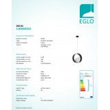 EGLO 98192 | Sabalete_Camargo Eglo függeszték lámpa 1x E27 fekete, fehér