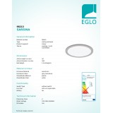 EGLO 98213 | Sarsina Eglo mennyezeti LED panel kerek szabályozható fényerő 1x LED 2200lm 4000K szürke, fehér