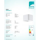 EGLO 98266 | Doninni Eglo fali lámpa téglatest 1x LED 600lm 3000K IP44 fehér