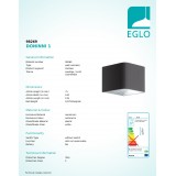 EGLO 98269 | Doninni Eglo fali lámpa téglatest 1x LED 600lm 3000K IP44 antracit, fehér