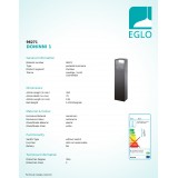 EGLO 98271 | Doninni Eglo álló lámpa téglatest 40cm 1x LED 600lm 3000K IP44 antracit, fehér