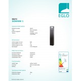 EGLO 98272 | Doninni Eglo álló lámpa téglatest 80cm 1x LED 600lm 3000K IP44 antracit, fehér