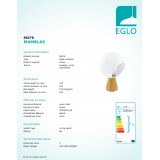 EGLO 98278 | Mamblas Eglo asztali lámpa 31cm vezeték kapcsoló 1x E27 natúr, barna, fehér