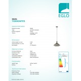 EGLO 98291 | Torrontes Eglo függeszték lámpa 1x E27 fekete, füst, tükör