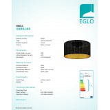 EGLO 98311 | Varillas Eglo mennyezeti lámpa kerek 1x E27 fekete, arany