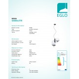 EGLO 98364 | Sabalete_Camargo Eglo függeszték lámpa elforgatható alkatrészek 3x E27 fekete, opál