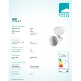EGLO 98393 | Seras Eglo spot lámpa elforgatható alkatrészek 1x GU10 250lm 3000K fehér