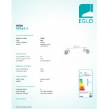 EGLO 98394 | Seras Eglo spot lámpa elforgatható alkatrészek 2x GU10 500lm 3000K fehér