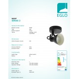 EGLO 98397 | Seras Eglo spot lámpa elforgatható alkatrészek 1x GU10 250lm 3000K fekete, fehér