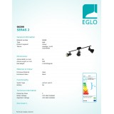 EGLO 98399 | Seras Eglo spot lámpa elforgatható alkatrészek 3x GU10 750lm 3000K fekete, fehér