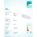 EGLO 98423 | Sania-4 Eglo fali lámpa téglatest 1x LED 1400lm 3000K fehér