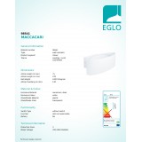 EGLO 98541 | Maccacari Eglo fali lámpa kerek 1x LED 1100lm 3000K fehér, átlátszó