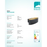 EGLO 98542 | Maccacari Eglo fali lámpa kerek 1x LED 1100lm 3000K fekete, arany, átlátszó