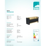 EGLO 98545 | Feloniche Eglo fali lámpa Samsung LED kerek 1x LED 1100lm 3000K fekete, arany, átlátszó