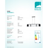 EGLO 98588 | Almeida Eglo függeszték lámpa 5x E14 fekete, szürke, fehér