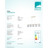 EGLO 98591 | Castralvo Eglo függeszték lámpa 5x E27 szatén nikkel, barna, fehér