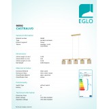 EGLO 98592 | Castralvo Eglo függeszték lámpa 5x E27 szatén nikkel, barna, borostyán