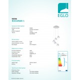 EGLO 98596 | Rocamar Eglo függeszték lámpa 5x E27 króm, átlátszó