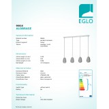 EGLO 98616 | Alobrase Eglo függeszték lámpa 4x E27 króm, áttetsző fekete