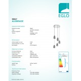 EGLO 98617 | Alobrase Eglo függeszték lámpa 5x E27 króm, áttetsző fekete