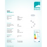 EGLO 98629 | Mioglia-1 Eglo függeszték lámpa 5x E14 króm, kristály hatás