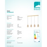 EGLO 98649 | Alobrase Eglo függeszték lámpa 4x E27 súrolt arany, borostyán