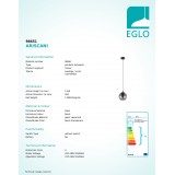 EGLO 98651 | Ariscani Eglo függeszték lámpa 1x E27 fekete, áttetsző fekete, tükör