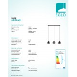 EGLO 98652 | Ariscani Eglo függeszték lámpa 3x E27 fekete, áttetsző fekete, tükör