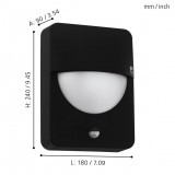 EGLO 98705 | Salvanesco Eglo fali lámpa mozgásérzékelő 1x LED IP44 fekete, fehér
