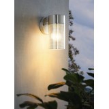 EGLO 98741 | Fantecolo Eglo falikar lámpa 1x E27 IP44 nemesacél, rozsdamentes acél, átlátszó