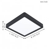 EGLO 99244 | Fueva-5 Eglo fali, mennyezeti LED panel négyzet 1x LED 1800lm 3000K fekete, fehér
