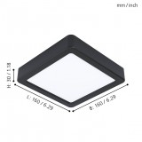 EGLO 99255 | Fueva-5 Eglo fali, mennyezeti LED panel négyzet 1x LED 1350lm 4000K fekete, fehér
