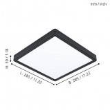 EGLO 99257 | Fueva-5 Eglo fali, mennyezeti LED panel négyzet 1x LED 2500lm 4000K fekete, fehér