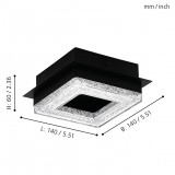 EGLO 99324 | Fradelo Eglo fali, mennyezeti lámpa négyzet 1x LED 400lm 3000K fekete, átlátszó, kristály hatás