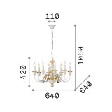 IDEAL LUX 012872 | Firenze-IL Ideal Lux csillár lámpa - FIRENZE SP8 BIANCO ANTICO - 8x E14 arany, antikolt fehér