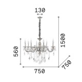 IDEAL LUX 014395 | Impero-IL Ideal Lux csillár lámpa - IMPERO SP8 - 8x E14 antikolt ezüst, átlátszó